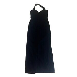 Hollywood Nites Women's Black Velvet Halter Cocktail Dress - Large